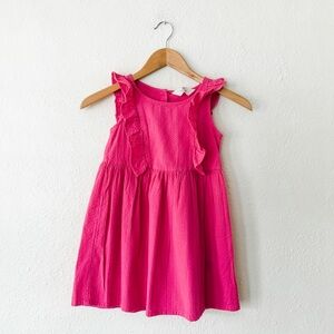 H&M Girls Bright Pink Ruffle Cotton Dress